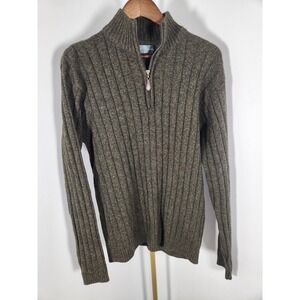 Oscar De La Renta Mens Quarter Zip Dark Gray Knit Sweater Size XL